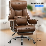 COMHOMA Office Chair High Back Executive Chair Big PU Leather Computer Desk Chair with Footrest, White