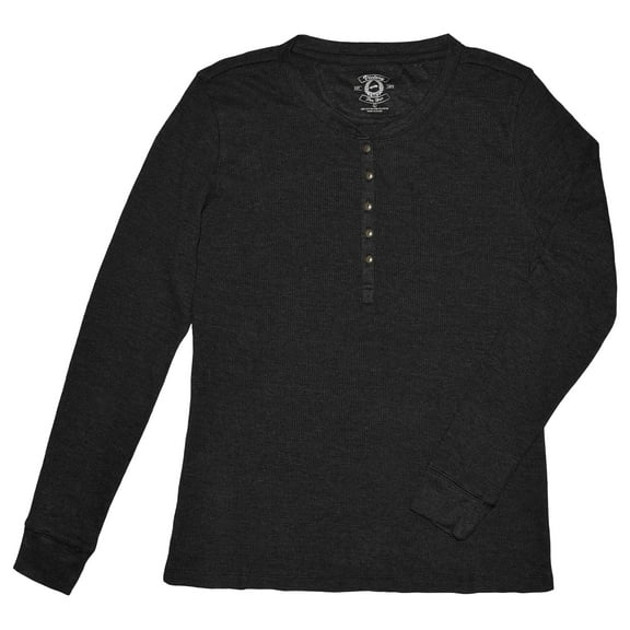 Victory Outfitters Women's Waffle Thermal Henley - Black - M