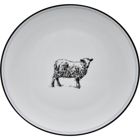 OmniWare 8" Stoneware Salad Plates (Set of 4) - Rustic Country Sheep Design, Vintage-Inspired Ceramic Dish Set - Farmhouse-Style Tableware for Everyday Brunch, Party, Dining