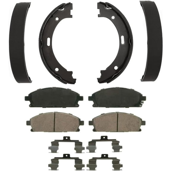 Detroit Axle - Brake Kit for 2004 Nissan Pathfinder, Front Ceramic Brake Pads Rear Brake Shoes