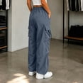 thumbnail image 4 of LUVDA Cargo Pants for Women High Waist Drawstring Wide Leg Joggers with Pockets and Adjustable Cuffs, 4 of 6