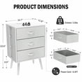 thumbnail image 5 of Kadyn Bedroom Night Stand,Nightstands,Bedside Table,2 Pack Modern Nightstand with Charging Station, Bedside Tables with LED Light and 3 Drawers, White, 5 of 11