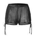 thumbnail image 3 of Zhden Women's Swim Shorts Drawstring Side Mesh Sheer Beach Summer Cover Up Shorts Bikini Bottoms（Black,L）, 3 of 7