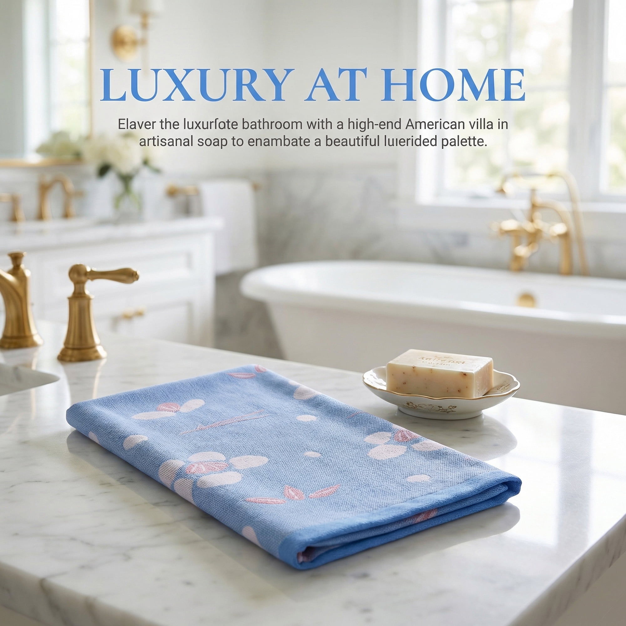Unique Bargains Cotton Floral Jacquard Hand Towel Soft Absorbent Towel Gray Blue 29" x 13"