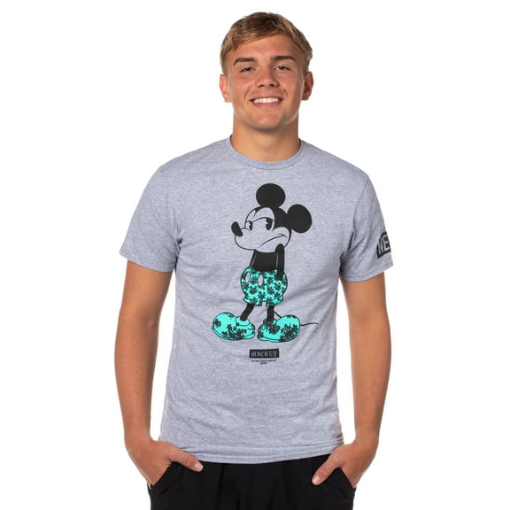 Neff Disney Men's Mickey Mouse Tropical Filled Character Design Graphic Print Adult T-Shirt
