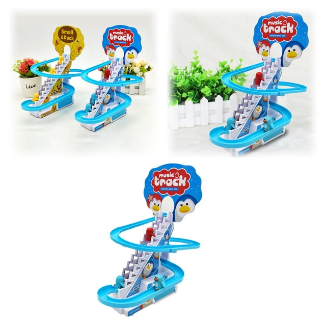 Penguin Slide Toy Set Funny Automatic Stair Climbing Duckling Cartoon Track Set Cute Penguin Slide Toy Escalator Toy With Light And Music (penguin)