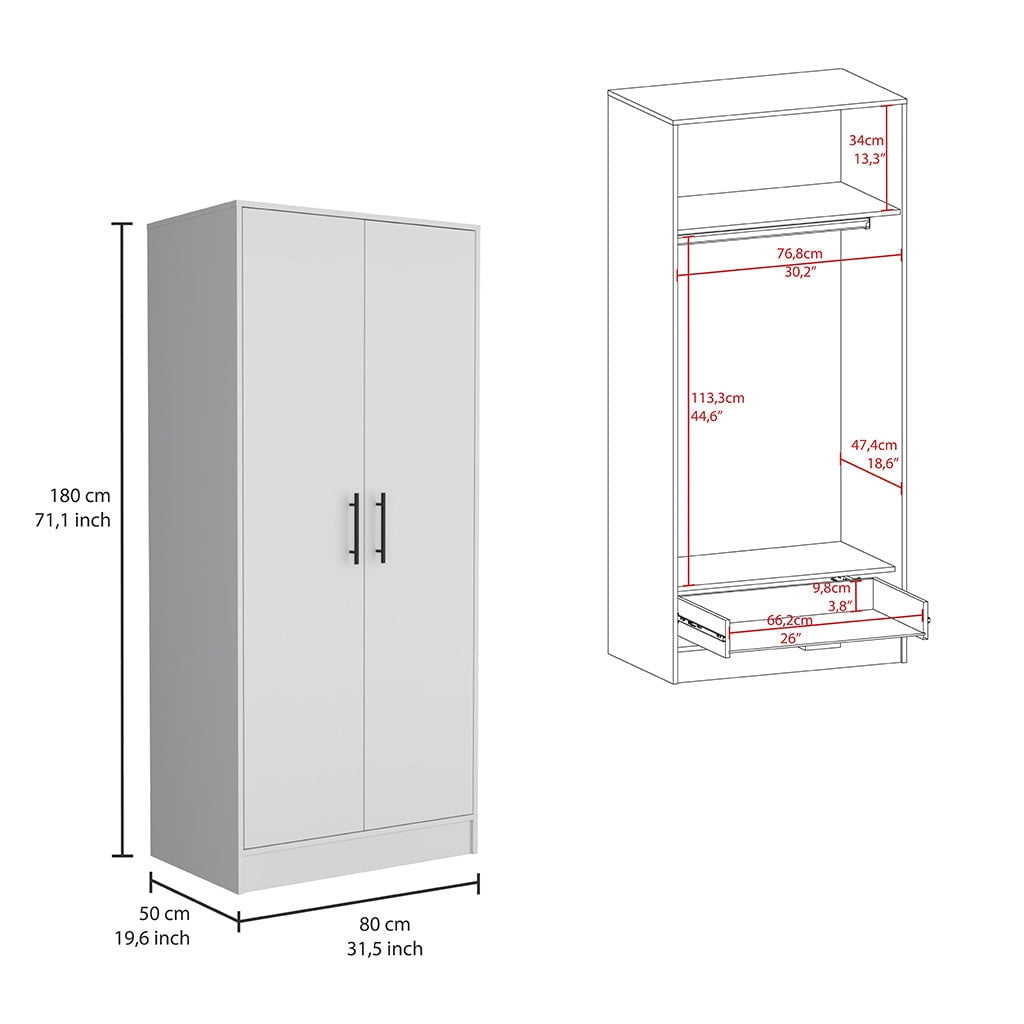 HomeRoots 530269 32 in. White Six Drawer Dresser