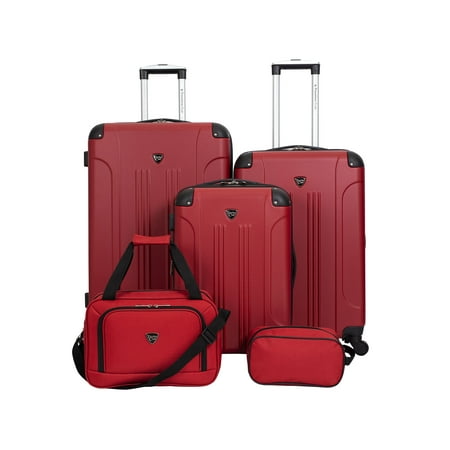 Chicago Plus 5pc Expandable Rolling Luggage Set Red
