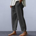 thumbnail image 5 of Women Spring Summer Casual Pants Mid-rise Elastic Waist Drawstring Jogging Yoga Pants With Pockets Wide Leg Harem Trousers, 5 of 5