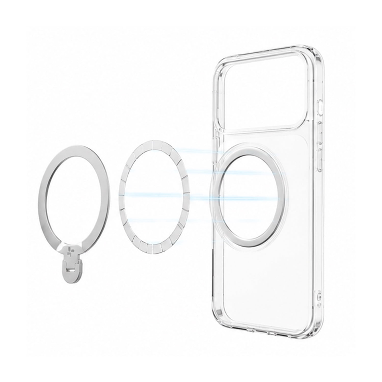 Transparent Magnetic Case with Kickstand for iPhone 17 Pro Max - Grey
