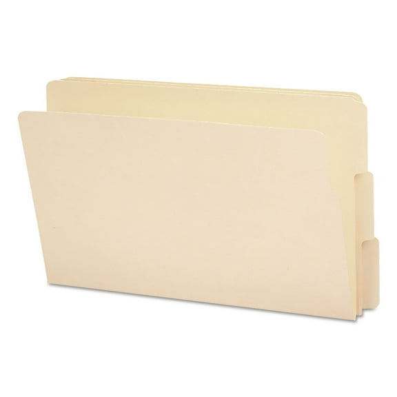 Smead 27134 Folders, 1/3 Cut Assorted, Reinforced End Tab, Legal, Manila, 100/Box