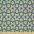 thumbnail image 2 of Ambesonne Geometric Fabric by the Yard Microfiber, Hexagons and Stars Art, 2 Yards, Pale Purple and Lime Green, 2 of 2