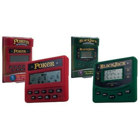 Trademark Global Electronic Handheld 5 in 1 Poker and Las Vegas Style BlackJack Game Bundle