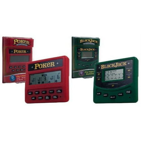 Trademark Global Electronic Handheld 5 in 1 Poker and Las Vegas Style BlackJack Game Bundle