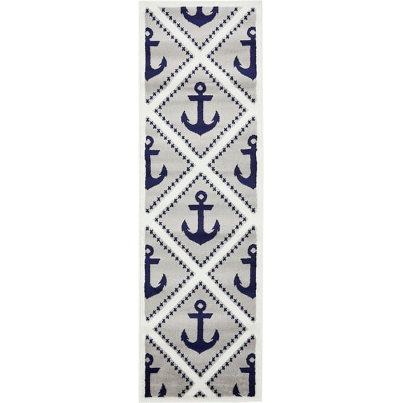 Unique Loom Metro Anchor Rug, Light Gray (2' 0 x 6' 7)