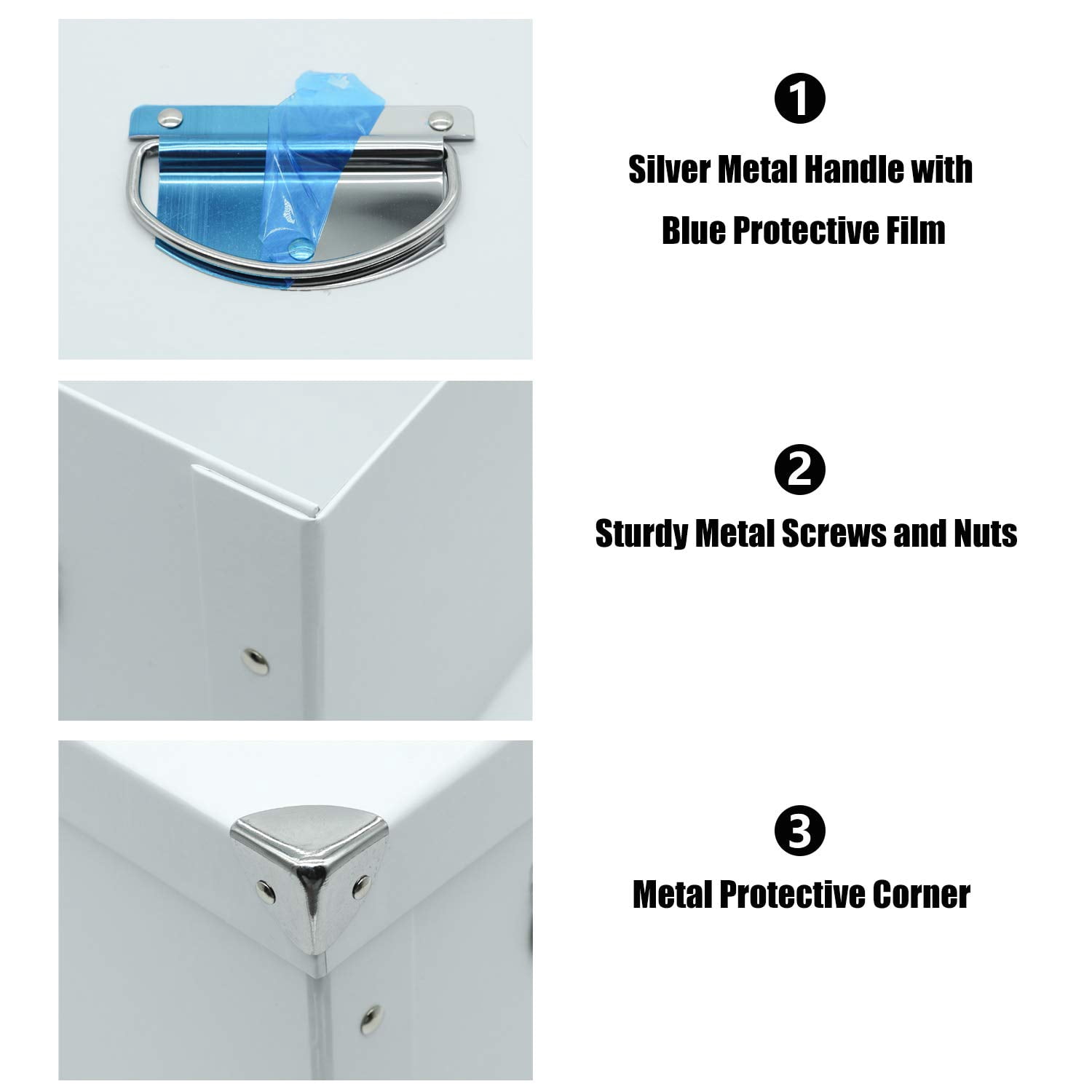 Collapsible Storage Box  Decorative Memory With Lid & Metal Reinforced Corners Cardboard File Bin Handles Organizer Gift For Keepsake Photos Office Wardrobe Bookshelf