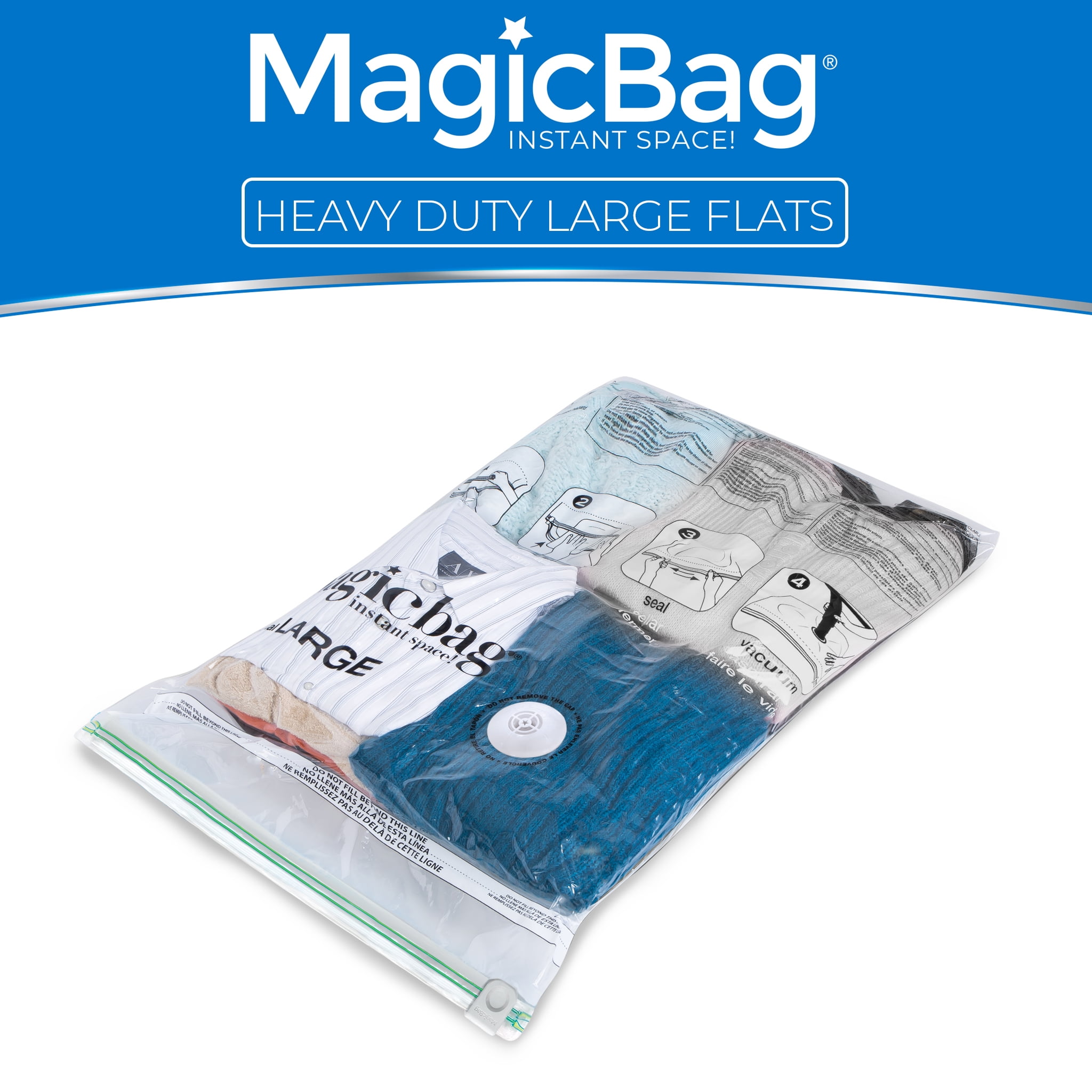 MAGICBAG Heavy Duty Flat Space Saver Bags, 3 Pack Large Airtight