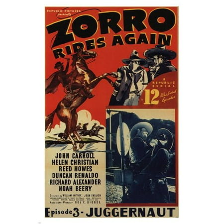 Rare Vintage Hat - Zorro Rides Again Movie Poster Juggernaut 1937 24X36 Rare Hot Vintage