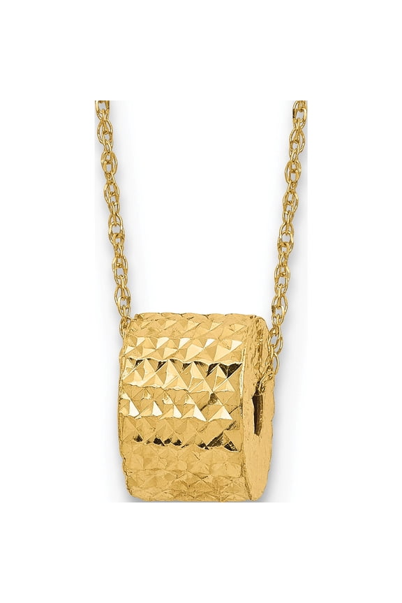 14K Yellow Gold Rope Chain With Barrel Bead 2In Extension Necklace Made In Indonesia sf2061-16