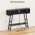 thumbnail image 3 of Gymax 40'' Console Table w/ Power Strip 3-Tier Entryway Table w/ RGB LED Lights Black, 3 of 10