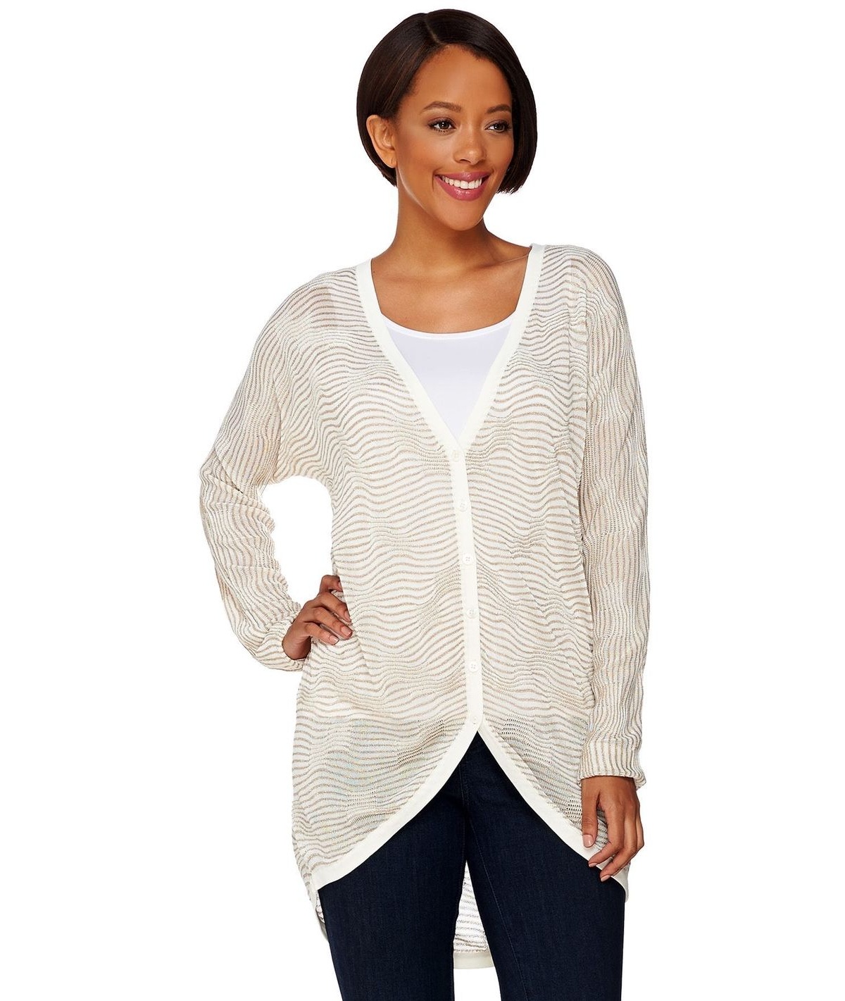 metallic thread cardigan
