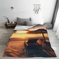 thumbnail image 5 of Honeii Hawaiian Sunset Beach Print Fleece Blanket - Throw Blanket for Bed, Sofa, Couch, Camping, and Travel , Microplush Ultra Soft Warm Blanket-50"x40", 5 of 7