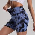 thumbnail image 2 of SWSMCLT Women's Biker Yoga Shorts Summer High Waist Booty Short Leggings Pants Tie Dye Pastel Tummy Control Running Gym Workout Athletic Shorts Butt Lifting Ruched Blue1 Large, 2 of 5