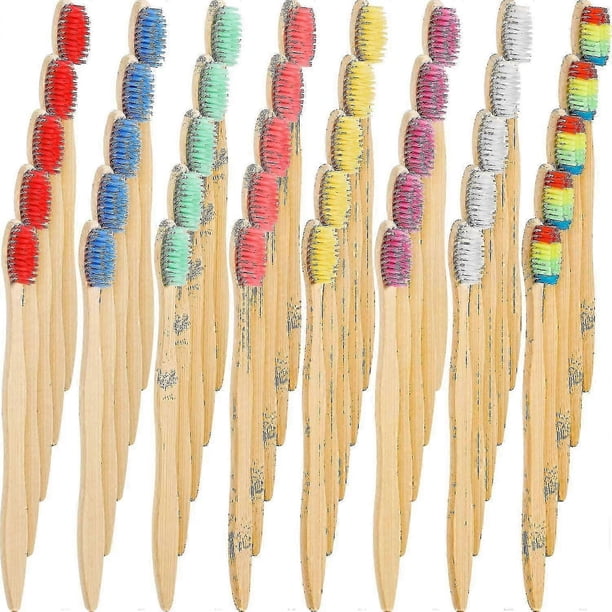 40 Pieces Bamboo Toothbrushes Charcoal Toothbrush Biodegradable Toothbrush Natural Bamboo Toothbrushes With Bp