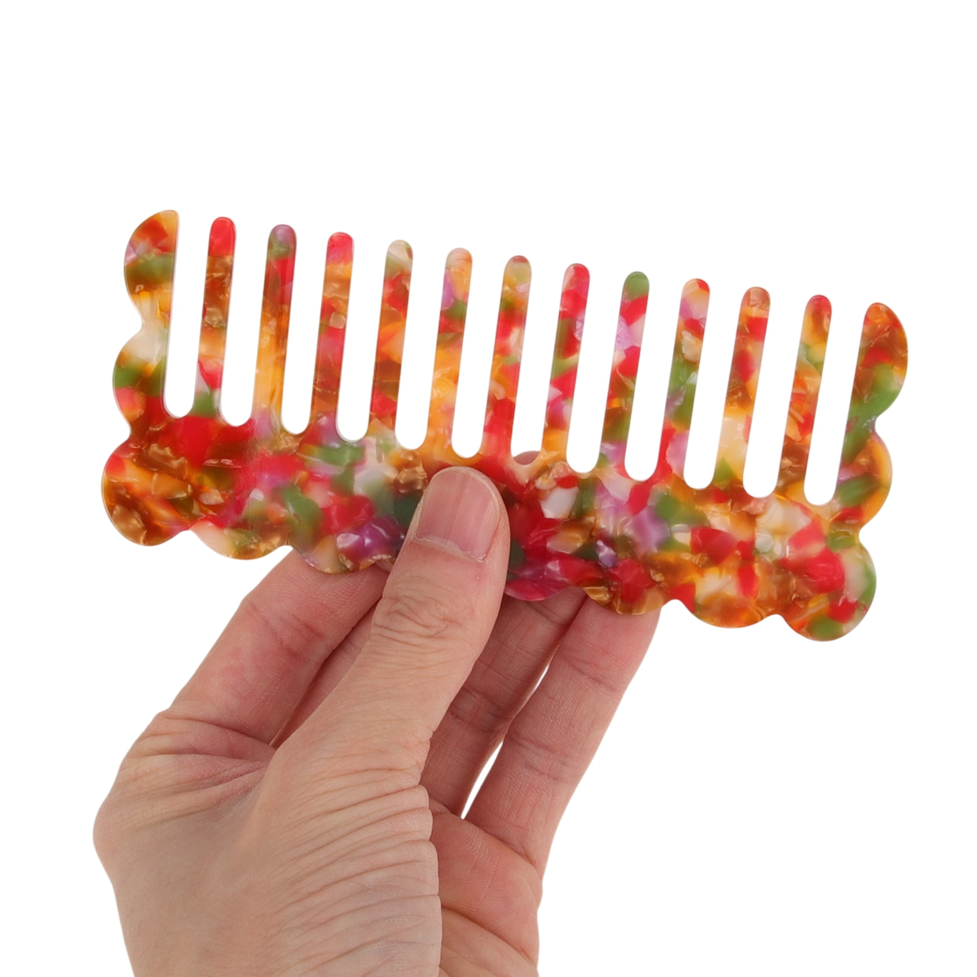 Unique Bargains 1 Pc Portable Wave Shaped Hair Comb for All Hair Types Styles Colorful