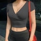 thumbnail image 5 of Camiseta negra Sexy con cuello en V para mujer, Top corto de manga corta Y2k, ropa de calle, Tops de corsé de moda coreana, 2023, 5 of 5