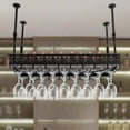 thumbnail image 5 of Hanging Wine Rack with Glass Holder Ceiling Wine Glass Rack Height Adjustable Black, 5 of 12