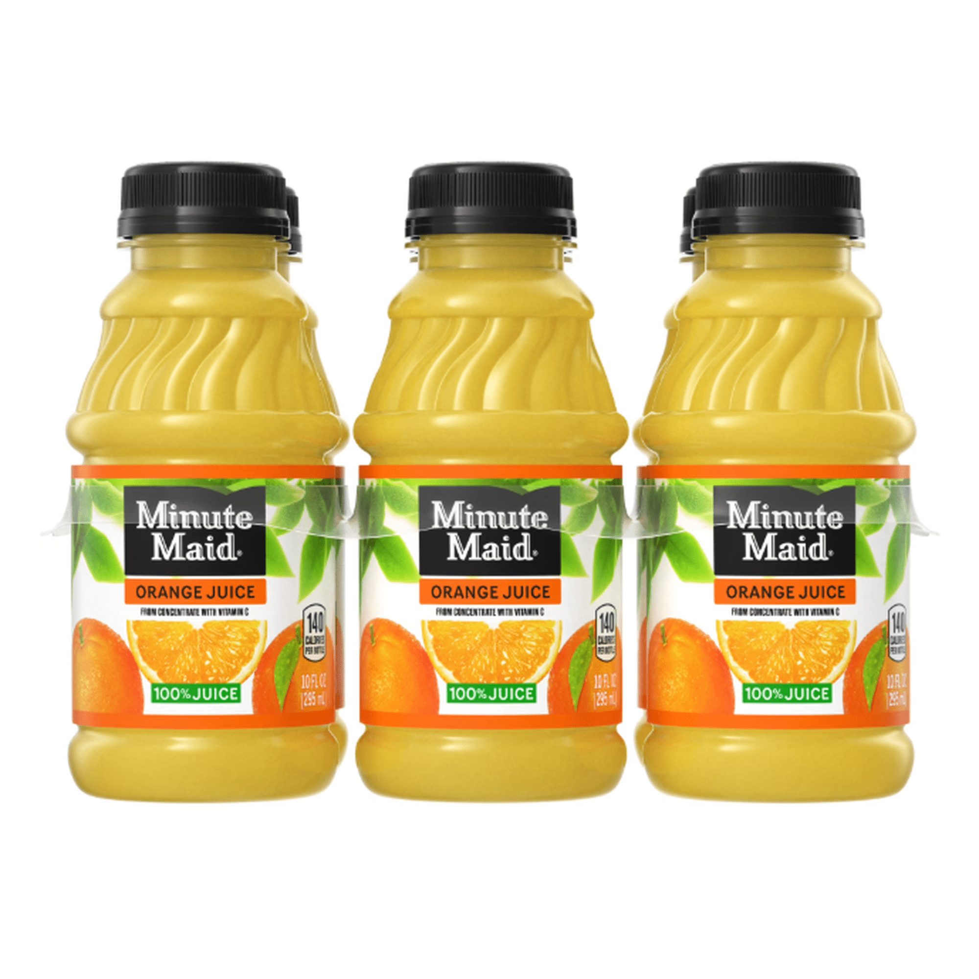 Mint Maid Orange Juice Bottles, 10 fl oz, 6 Pack