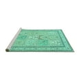 thumbnail image 2 of Ahgly Company Machine Washable Indoor Square Persian Turquoise Blue Traditional Area Rugs, 4' Square, 2 of 4