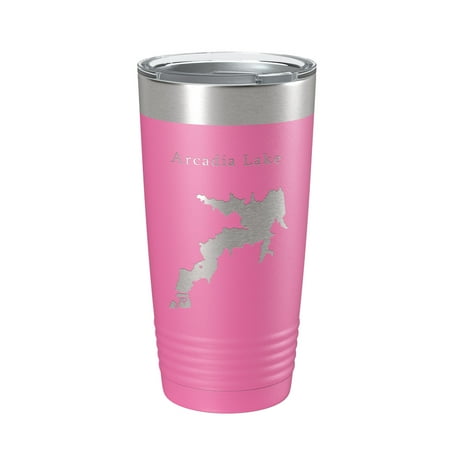 

Arcadia Lake Map Tumbler Travel Mug Insulated Laser Engraved Coffee Cup Oklahoma 20 oz Pink