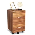 thumbnail image 5 of Wood Grain Walnut 2 Drawer File Cabinet with Lock, Letter Size Mobile Rolling Storage for Home Office, Under Desk Filing Organizer with Wheels, Brown, 5 of 5