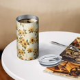 thumbnail image 3 of 20oz Coffee Tumblers Beige Sunflower Pattern Stainless Steel Vacuum Insulated Travel Tumbler Coffee Cups Mug with Lid and Straw with Cleaning Brush for Cold & Hot Drinks, 3 of 5