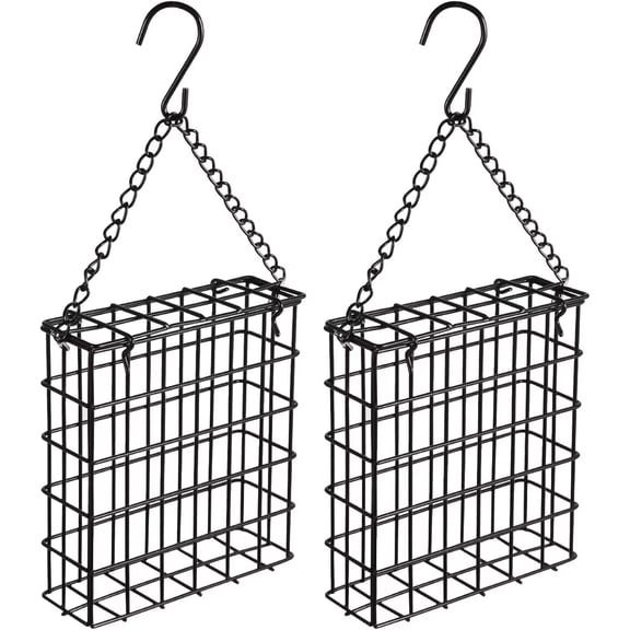 Pakyozj 2Pcs Outdoor Suet Cage Bird Feeder, Wild Bird Feeder, Single Suet Cake Capacity, Fruit and Suet Feeder Style for Outside Hanging