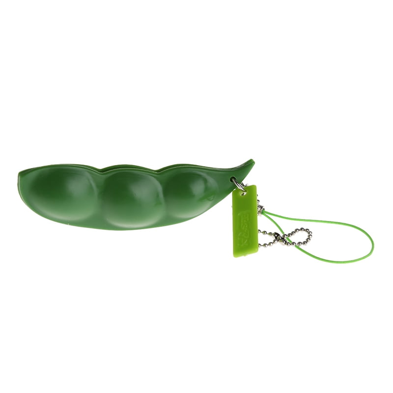 Squeeze-a-Bean Soybean Fidget Vent Toys Stress Relieving Keychain Keyring Gift 