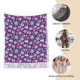 thumbnail image 6 of Cauagu Skull Blue Flower Print Women Wrap Shawl tassels Scarves Retro Scarf 77.6"X28.3", 6 of 8