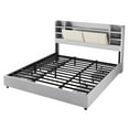 thumbnail image 3 of amerlife King Size Bed Frame with 4 Storage Drawers with 47.2" Bookcase Headboard, Charging Station,Light Grey, 3 of 6