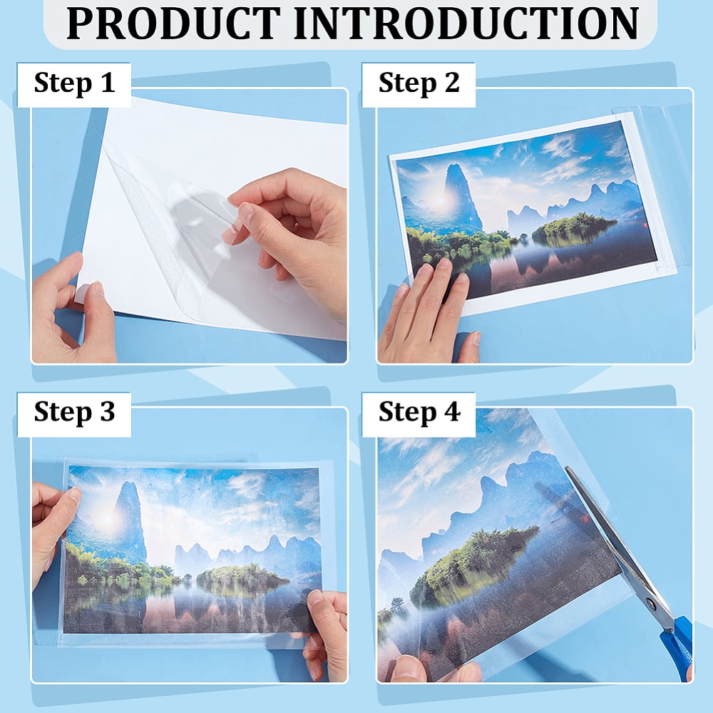 65 Sheets A4/A5/A6 PET Laminating Sheets Self-Adhesive Glossy Cold Laminating Film Waterproof Laminate Sticker for Photo Painting