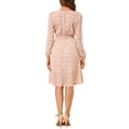 thumbnail image 3 of Vestido midi de manga larga con cuello en V y estampado floral para mujer INSPIRE CHIC M Blanco-Rojo Floral, 3 of 6