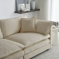 thumbnail image 6 of Modern Chenille Armchairs Set of 2, 85×80×75cm, Beige, Sturdy Solid Wood Frame with High-Quality Sponge and Breathable Fabric, 6 of 9