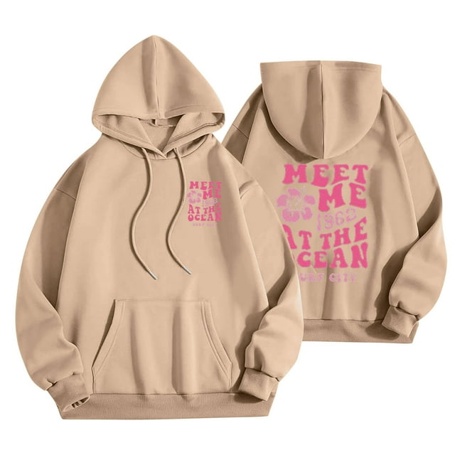 DPTALR Women Letter Print Long Sleeve Fall And Winter Loose Pullover Hoodies Tops