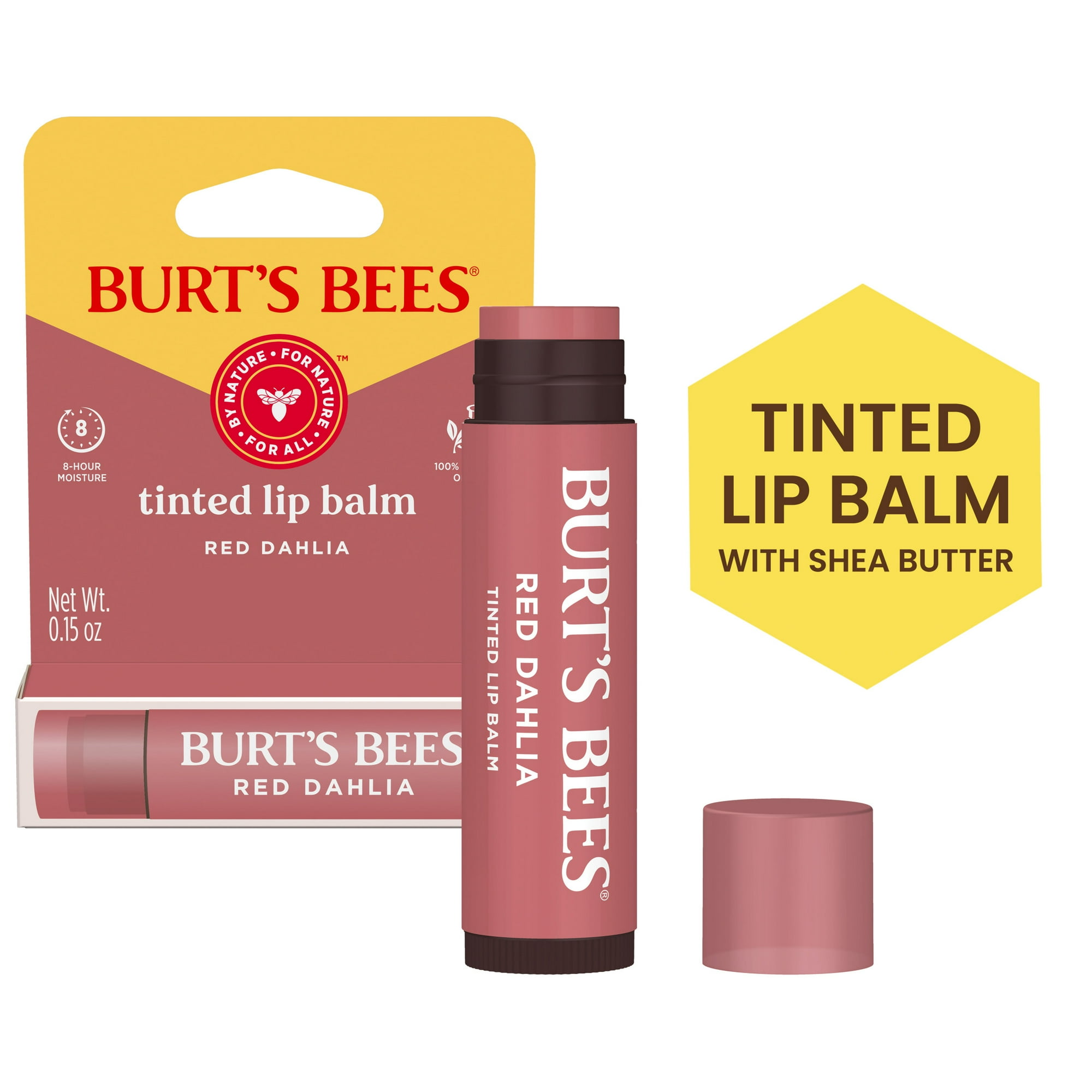 Burt's Bees Red Dahlia Tinted Lip Balm, 1 Tube, 0.15 oz.
