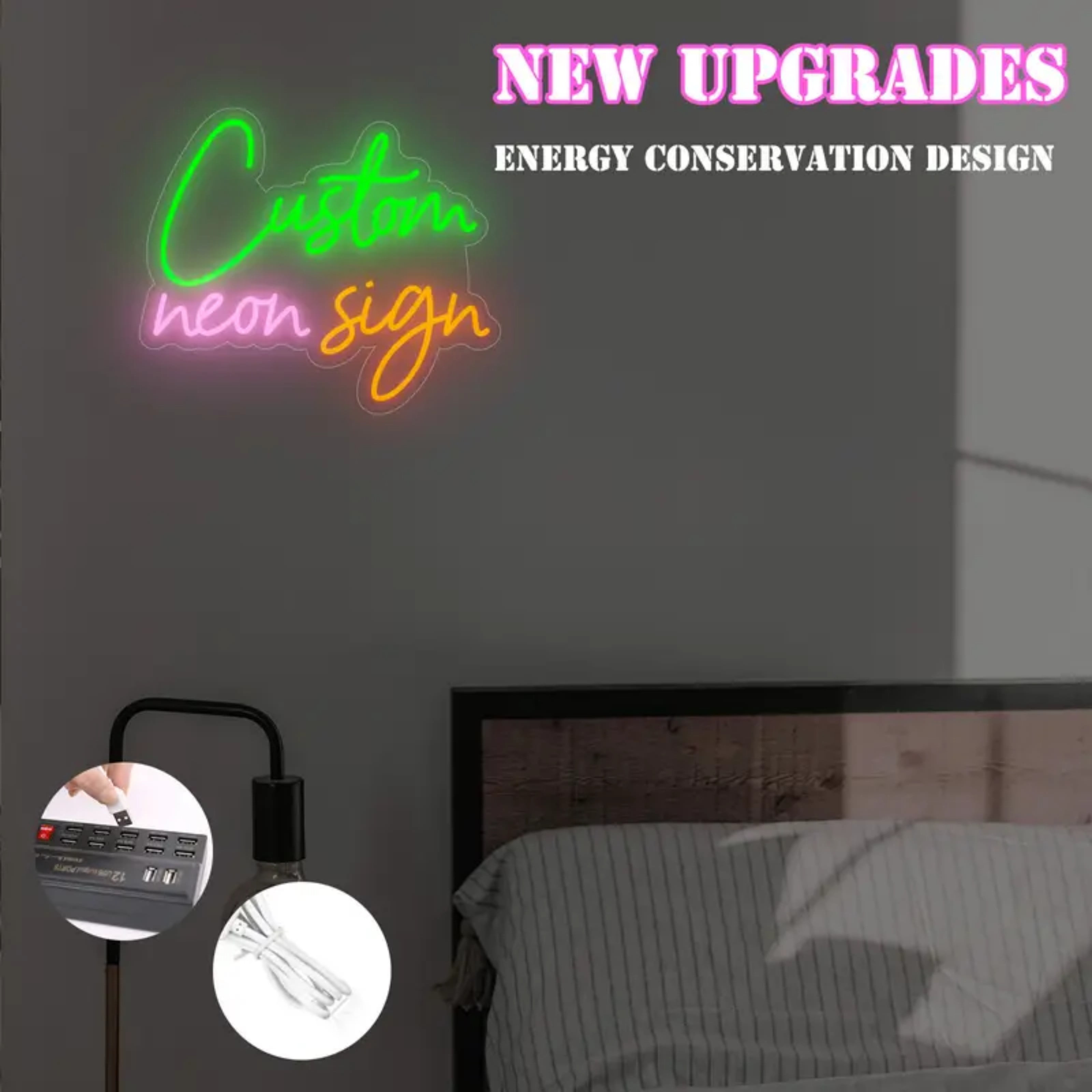 UPONRAY Two Lines Multicolor Custom Neon Signs, Usb Powered with Adjustable Brightness Wall Decor for Gifts, Ice Blue + Pink