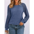 thumbnail image 3 of Trendy Tunic Pullover Tops with Thumb Holes Comfy Winter Sweaters Blue L, 3 of 6