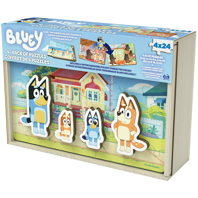 Bluey 4-Pack of Wooden Puzzles and Characters