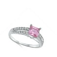 thumbnail image 4 of CHOOSE YOUR COLOR Pink Cubic Zirconia Elegant Ring .925 Sterling Silver Band Jewelry Female Size 5, 4 of 4