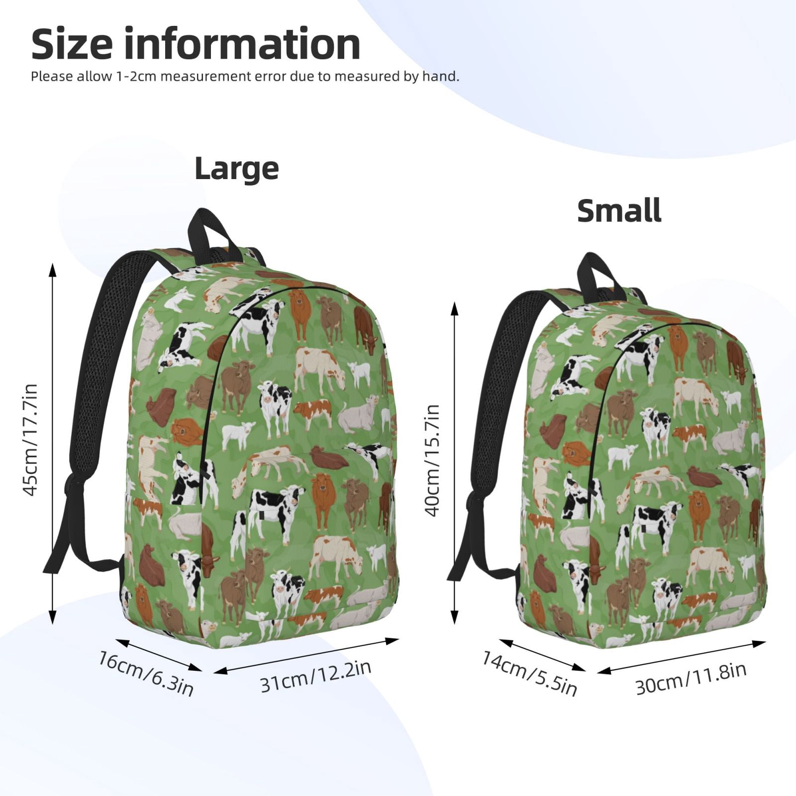 Picia Cows And Calves Printed Canvas Daypack - Stylish and Durable Vintage Compact Backpack - Class, Work, Travel, or Laptop Bookbag,Organized Compartments-Medium